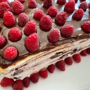 Torta de chocolate y frambuesas